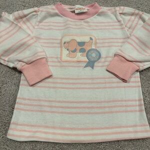 Healthtex Pink and White Striped Long Sleeve Tee